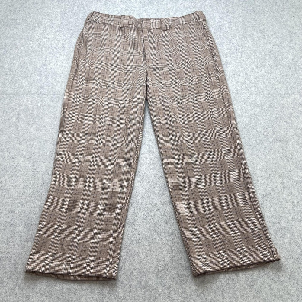 Dickies Girl Brown Plaid Dress Pants Juniors 15 36x25 Straight Leg Workwear